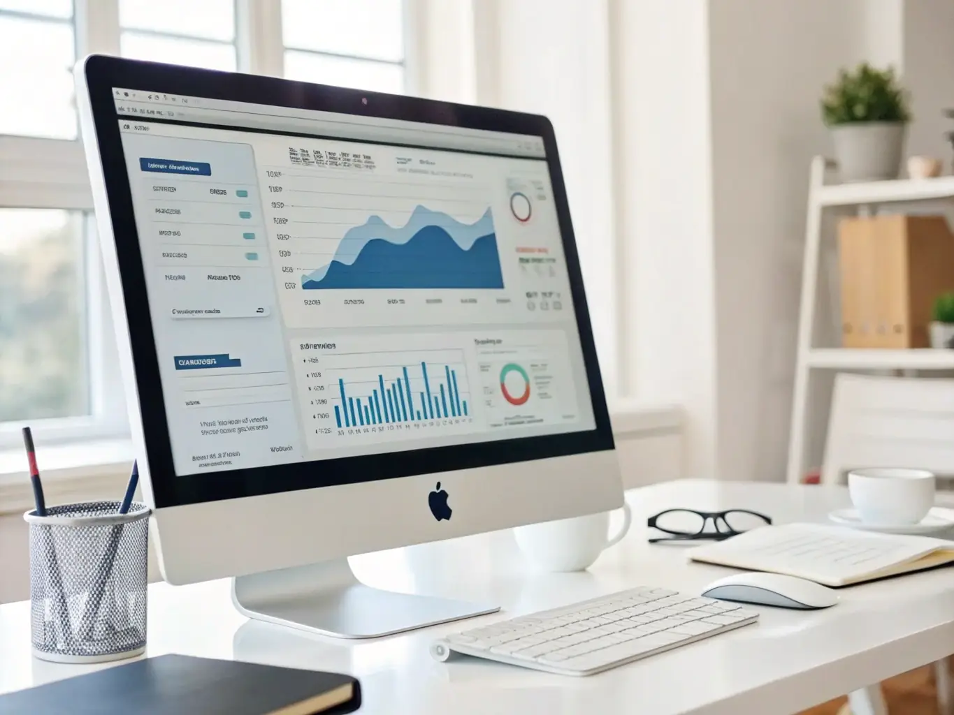 A screenshot of a website analytics dashboard displaying upward traffic trends and improved search engine rankings, illustrating the impact of SEO optimization services.