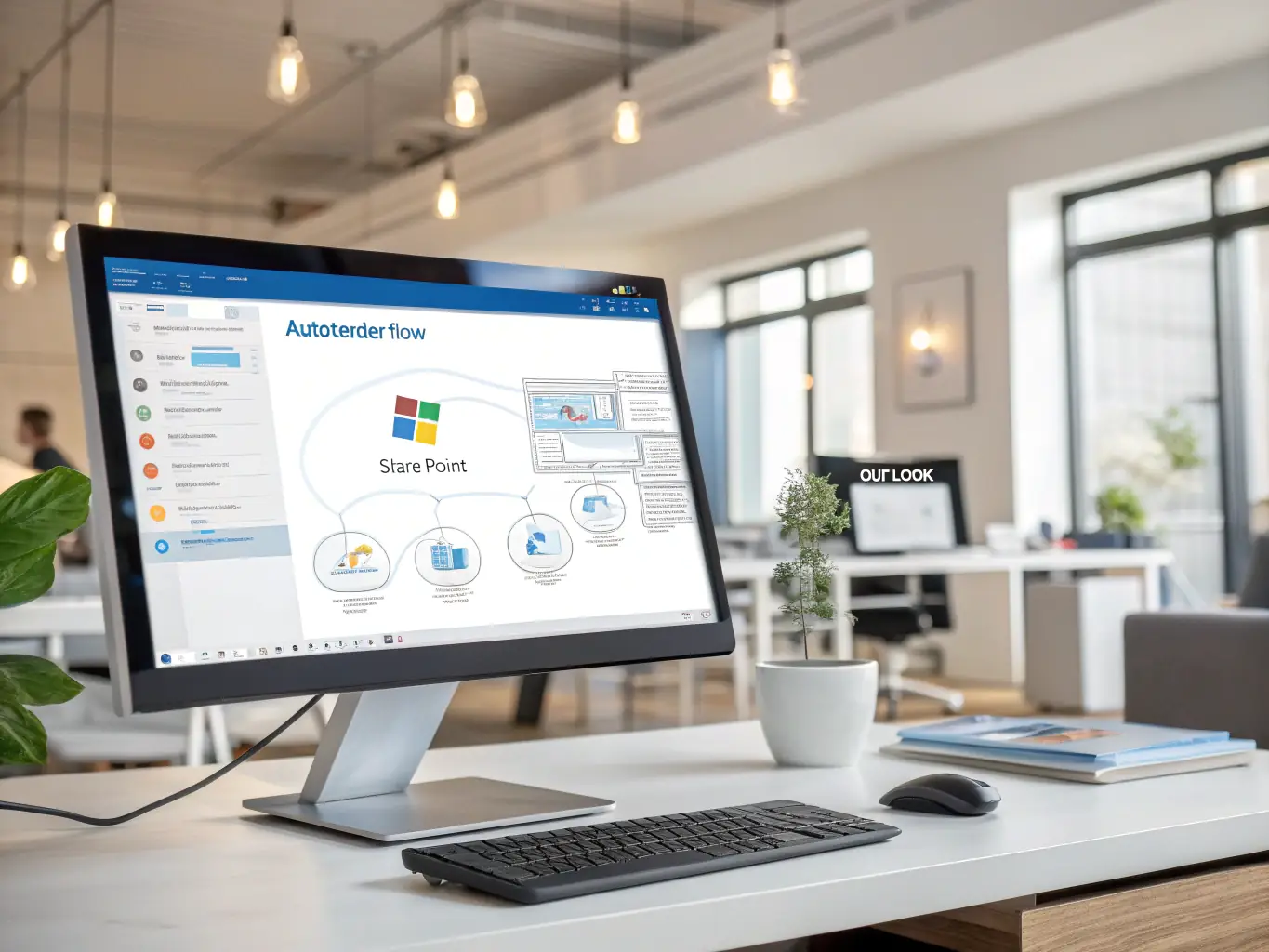 An abstract representation of CRM integration and automation workflows, showcasing streamlined processes and data-driven insights.